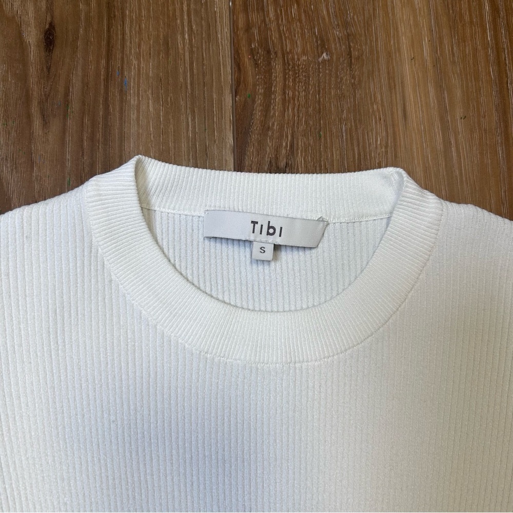 Tibi white color block pullover ribbed knit top size small minimalist capsule - Picture 4 of 8
